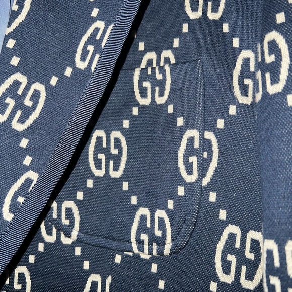 Gucci Navy and Cream Patterned Men's Blazer - Picture 5 of 11